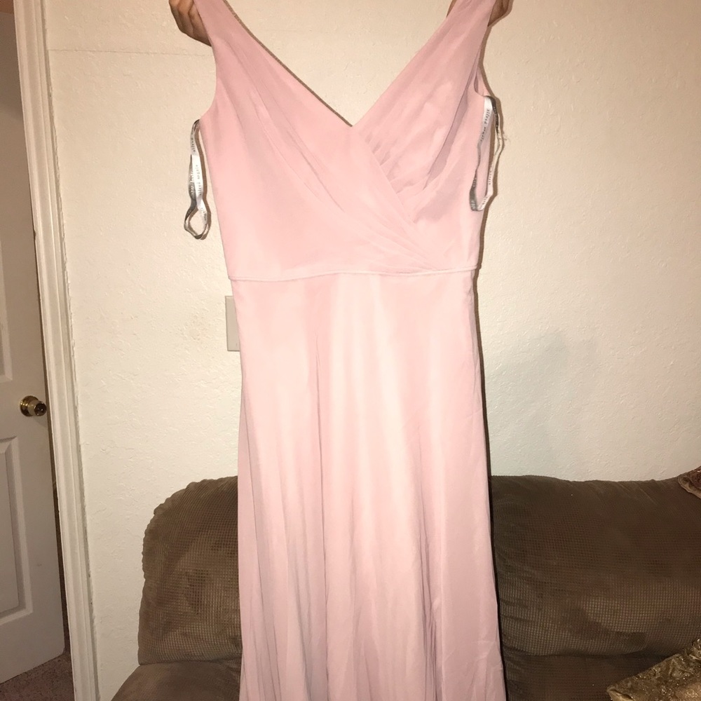 Light pink dress for a wedding.